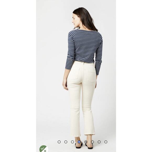 ANN MASHBURN Straight Cropped Jean Cream Stretch Denim Size 25 Inseam 25.5" - Picture 2 of 11